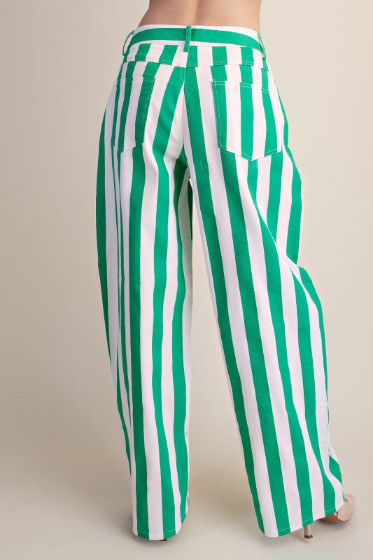 “ITALY” STRIPED WIDE LEG PANTS