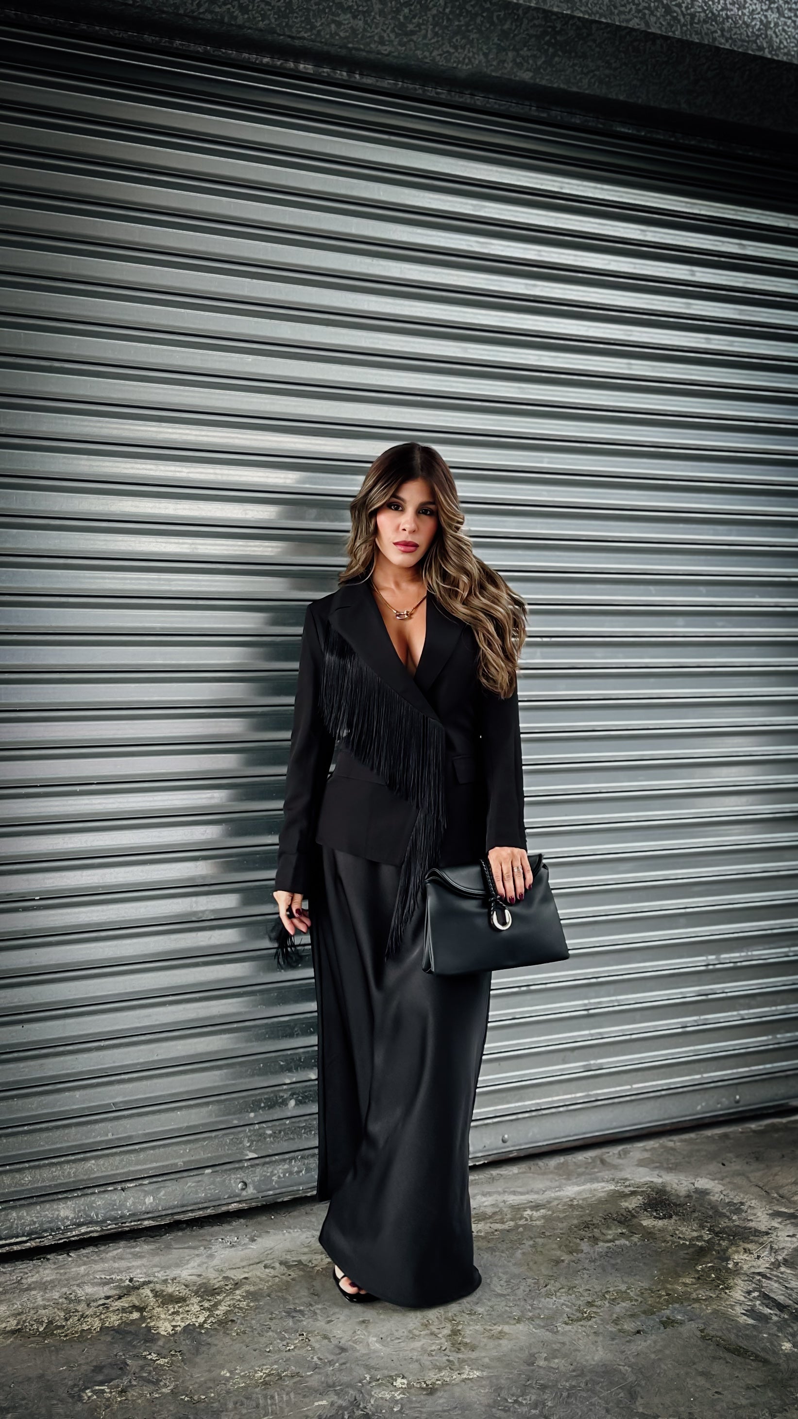 “ESME” FRINGE DETAIL STRUCTURED BLAZER