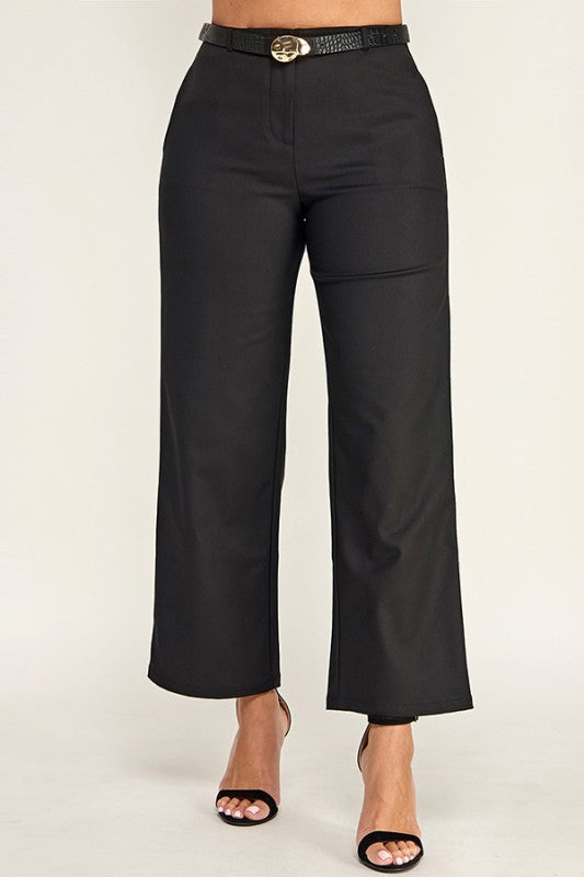 “GISSELLE” FITTED BELTED TROUSER BLACK