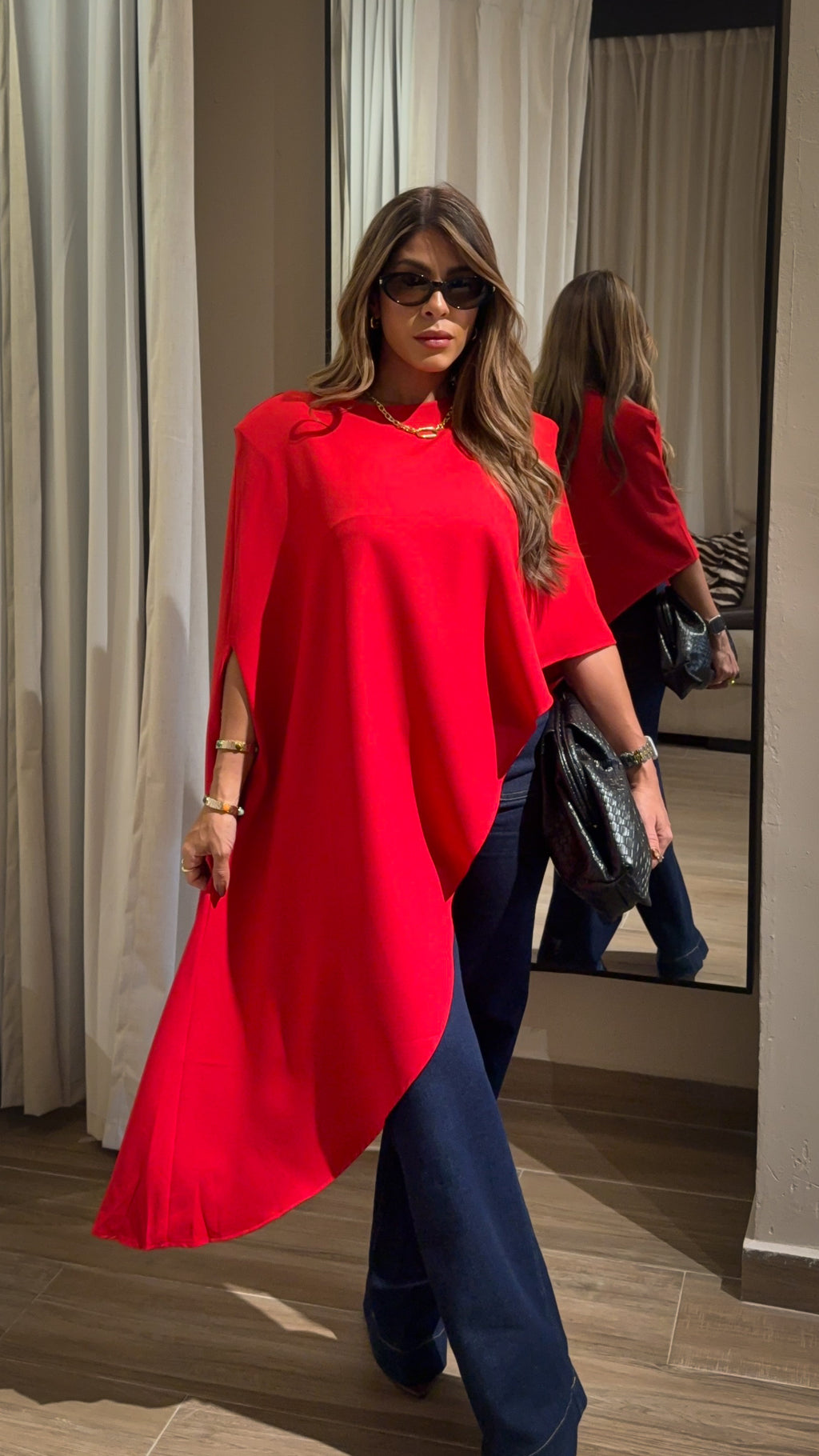 “ZARAH” ASYMMETRICAL PADDED SHOULDER ELEGANT TOP