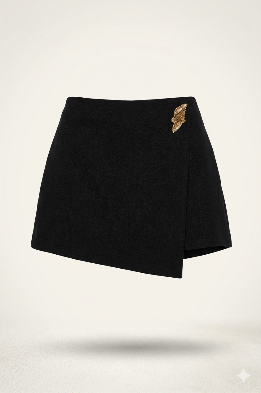 “GABI” WRAP FRONT SKORT WITH METAL DETAIL