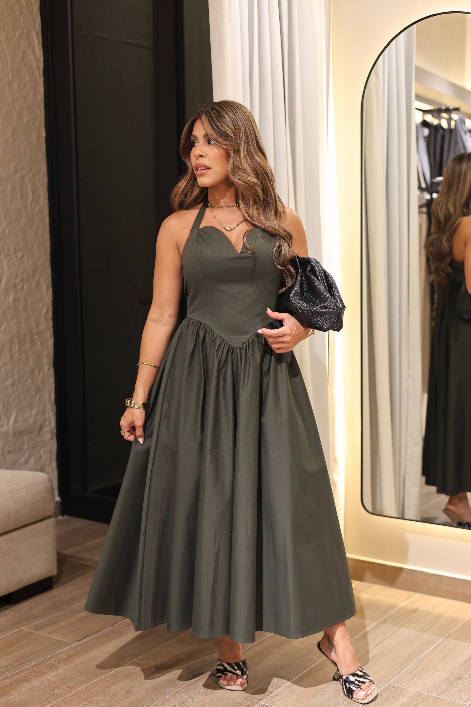 “ISIS” SWEETHEART HALTER MIDI DRESS