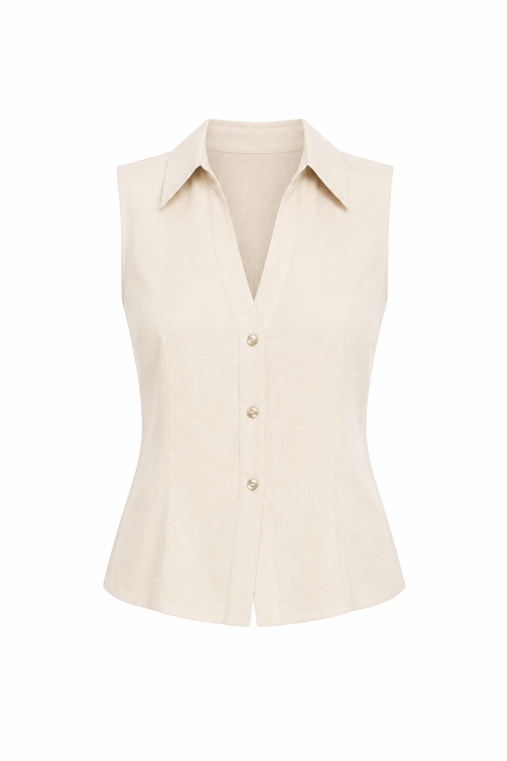 “LESLIE” LINEN SLEEVELESS BLOUSE