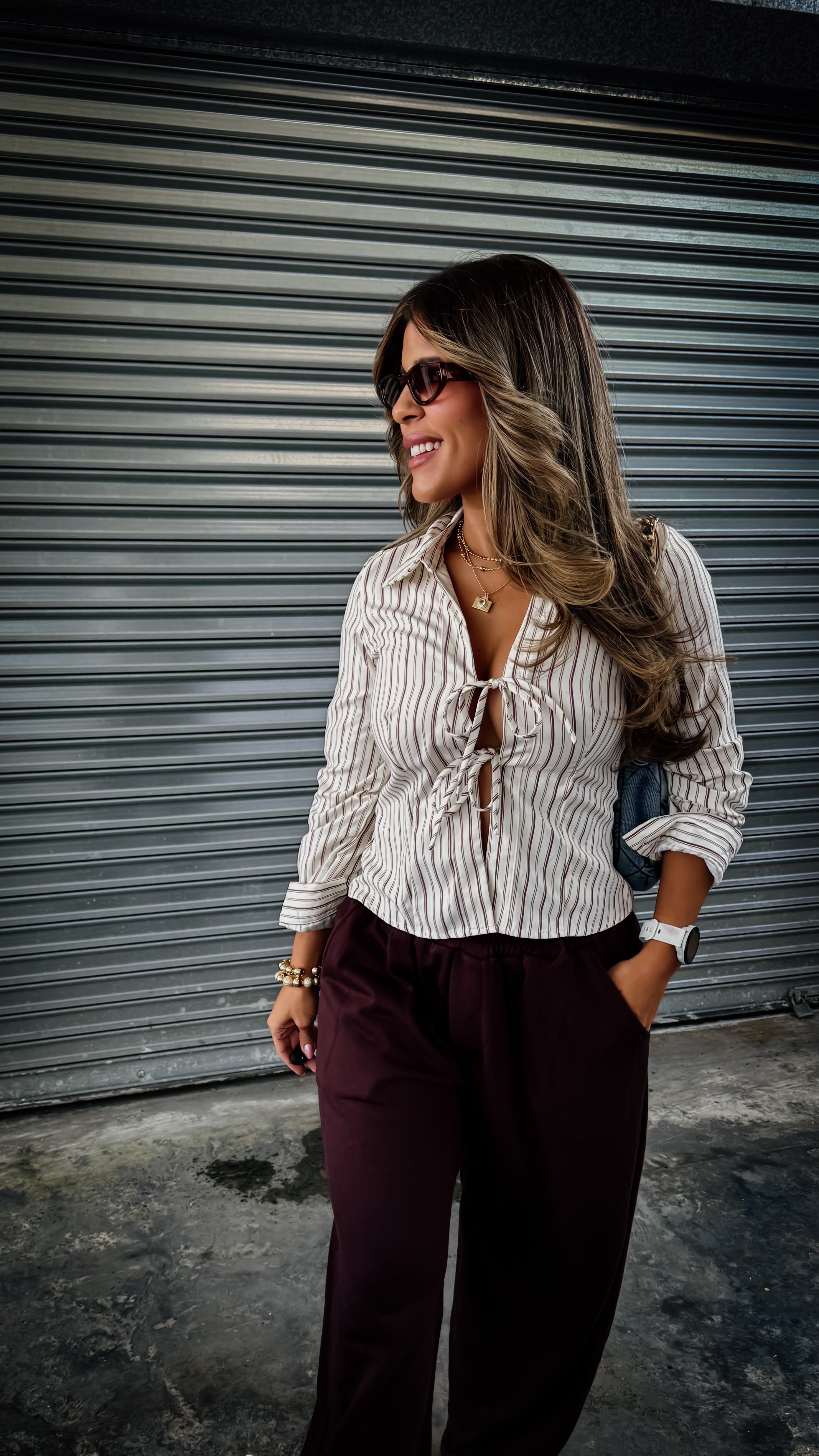 “PIPER” STRIPED COLLARED LONG SLEEVE SHIRT