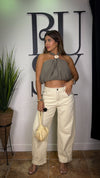 “ANGIE” STONE DETAIL HALTER TOP