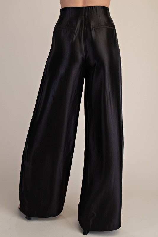 “ATALIA” SATIN FINISH WITH LEG HIGH-WAISTED PANTS