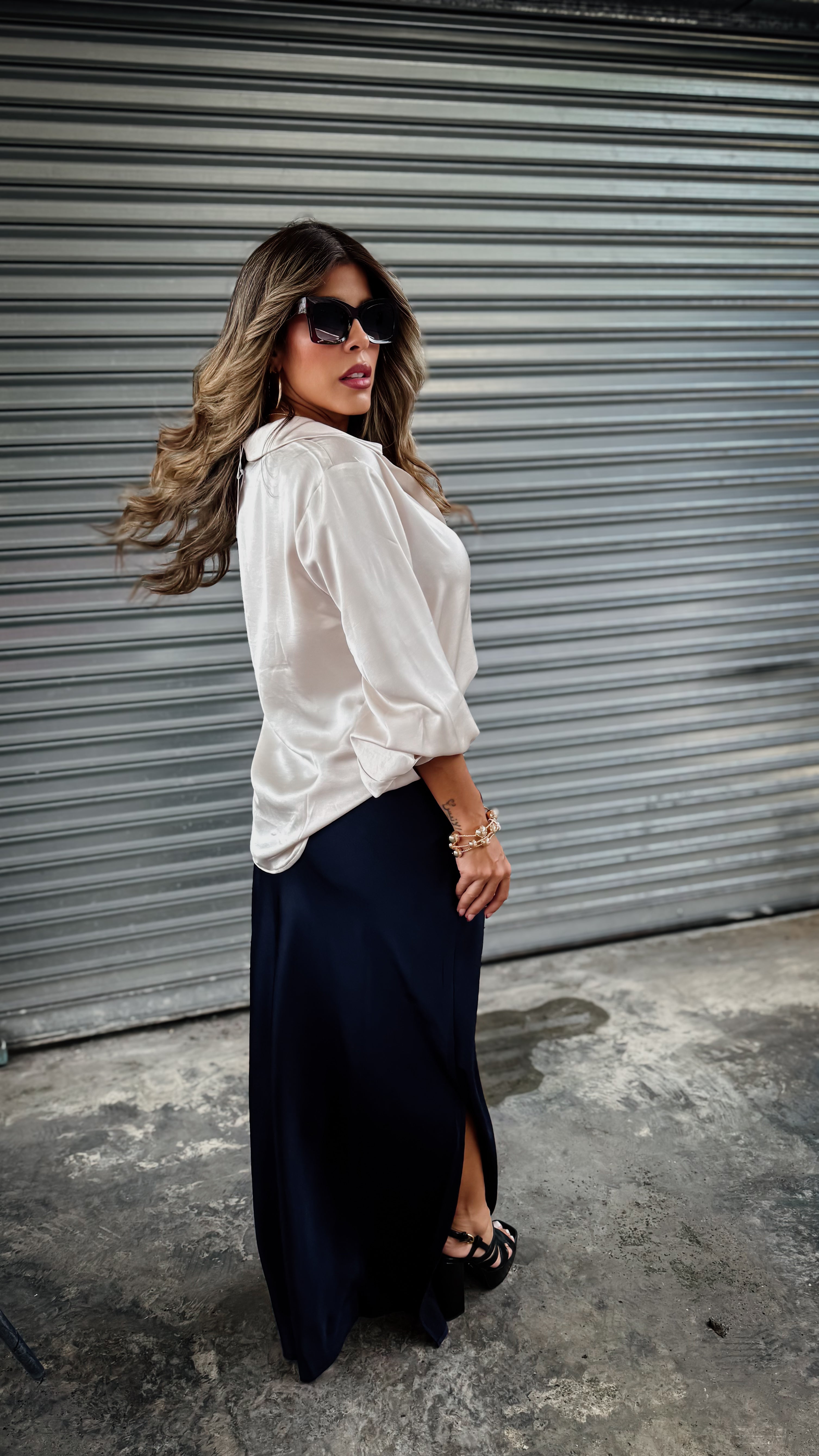 “HARPER” MAXI SILKY SKIRT
