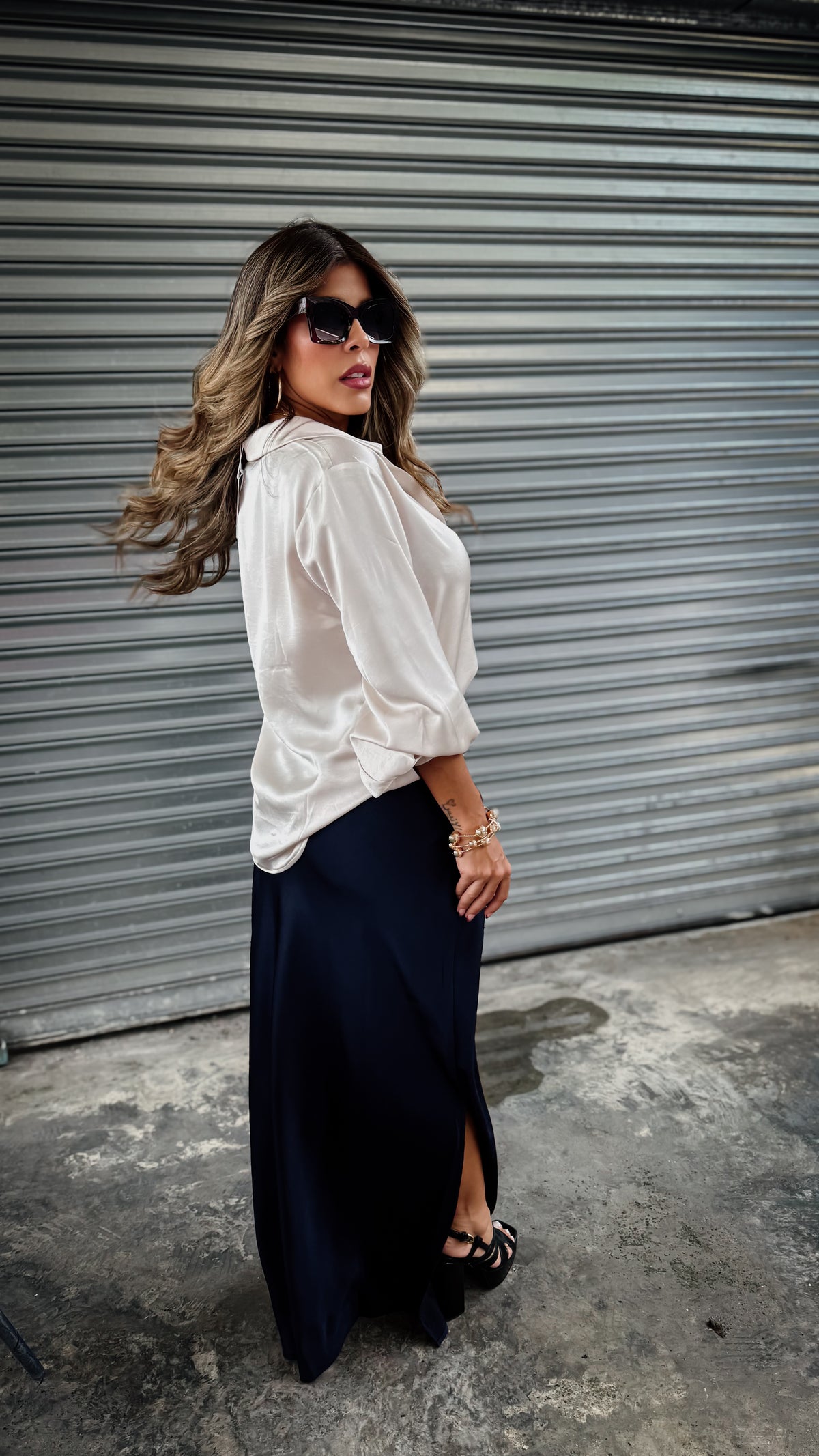 “HARPER” MAXI SILKY SKIRT
