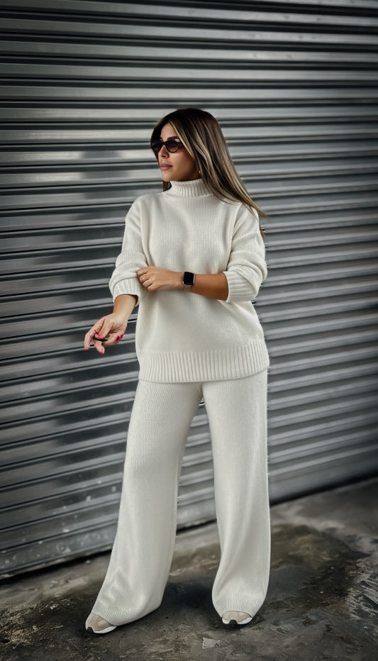 "NEW YORK" OVERSIZED SWEATER AND WIDE LEG PANT SET
