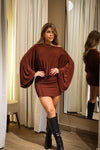 “VIVI” OFF SHOULDER WIDE SLEEVE MINI DRESS
