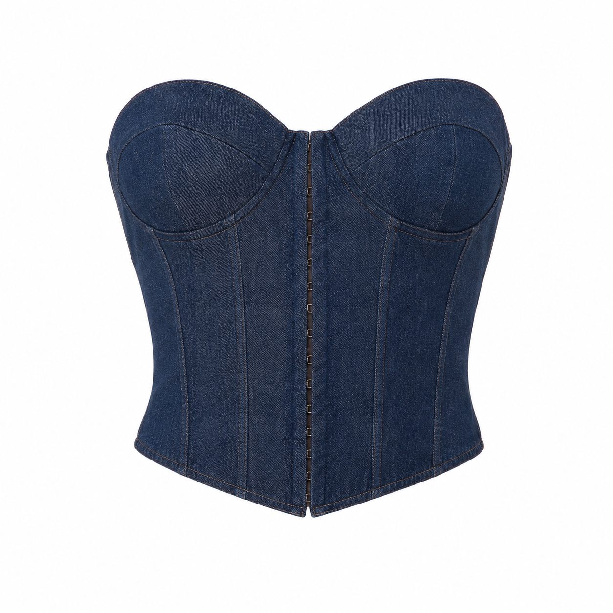 “NICOLE” DENIM BUSTIER TOP