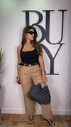 “GISSELLE” FITTED BELTED TROUSER MOCHA
