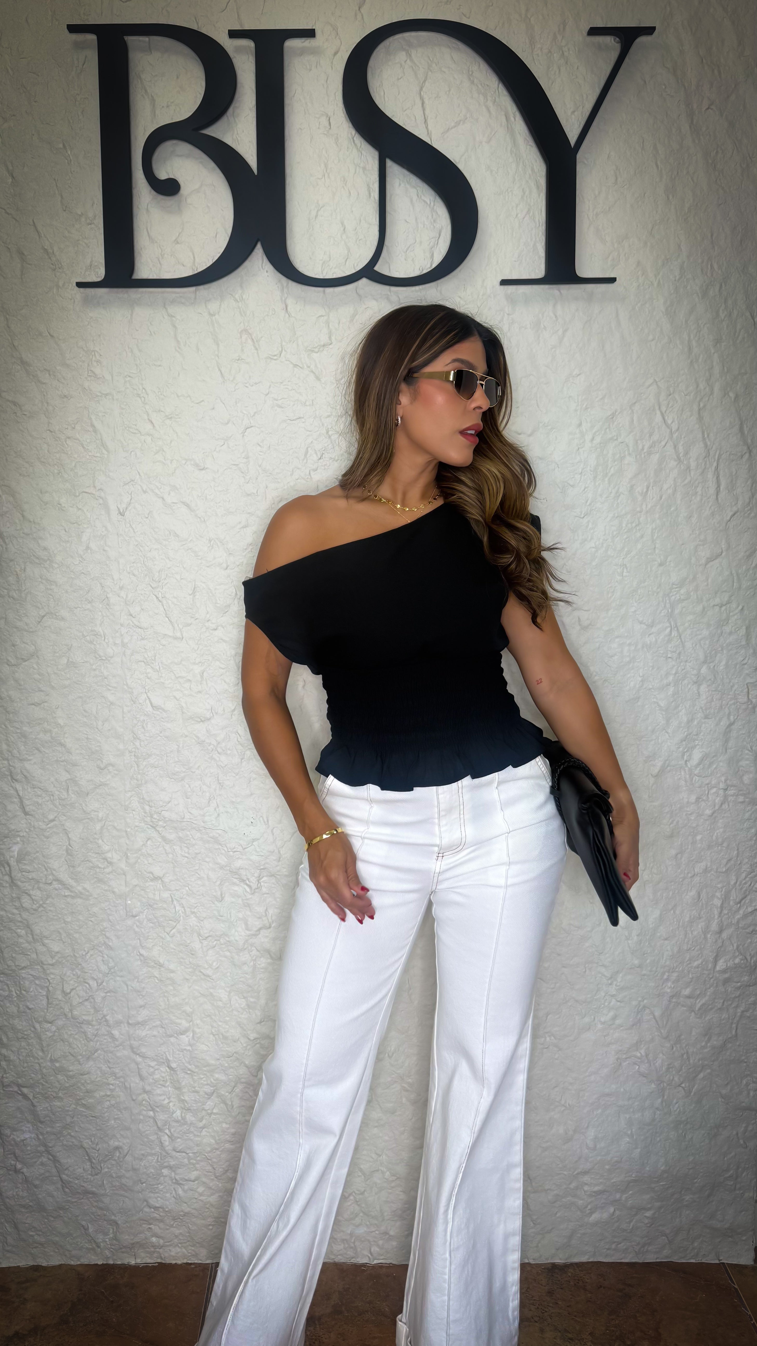 “GEMMA” IVORY DENIM HIGH WAIST PANT