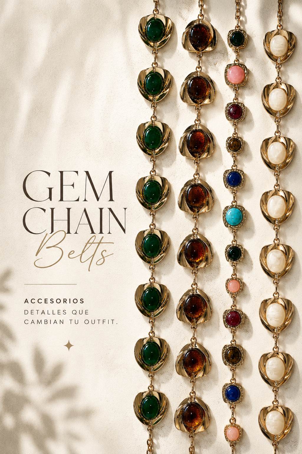 GEM DETAIL CHAIN BELTS