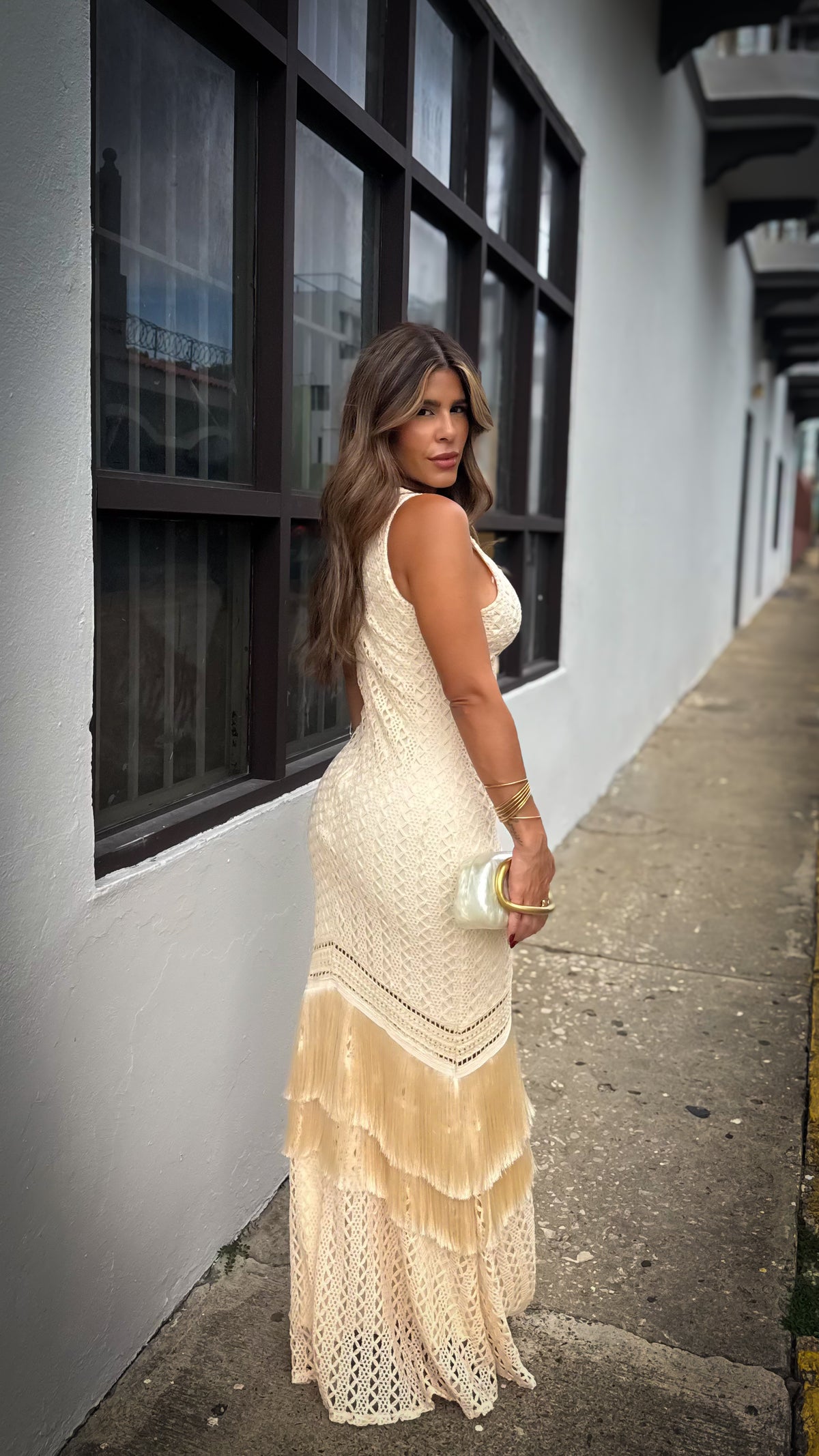 “VICTORIA” FRINGE DETAIL MAXI DRESS