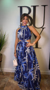 “HANNAH” PRINTED CUTOUT MAXI DRESS