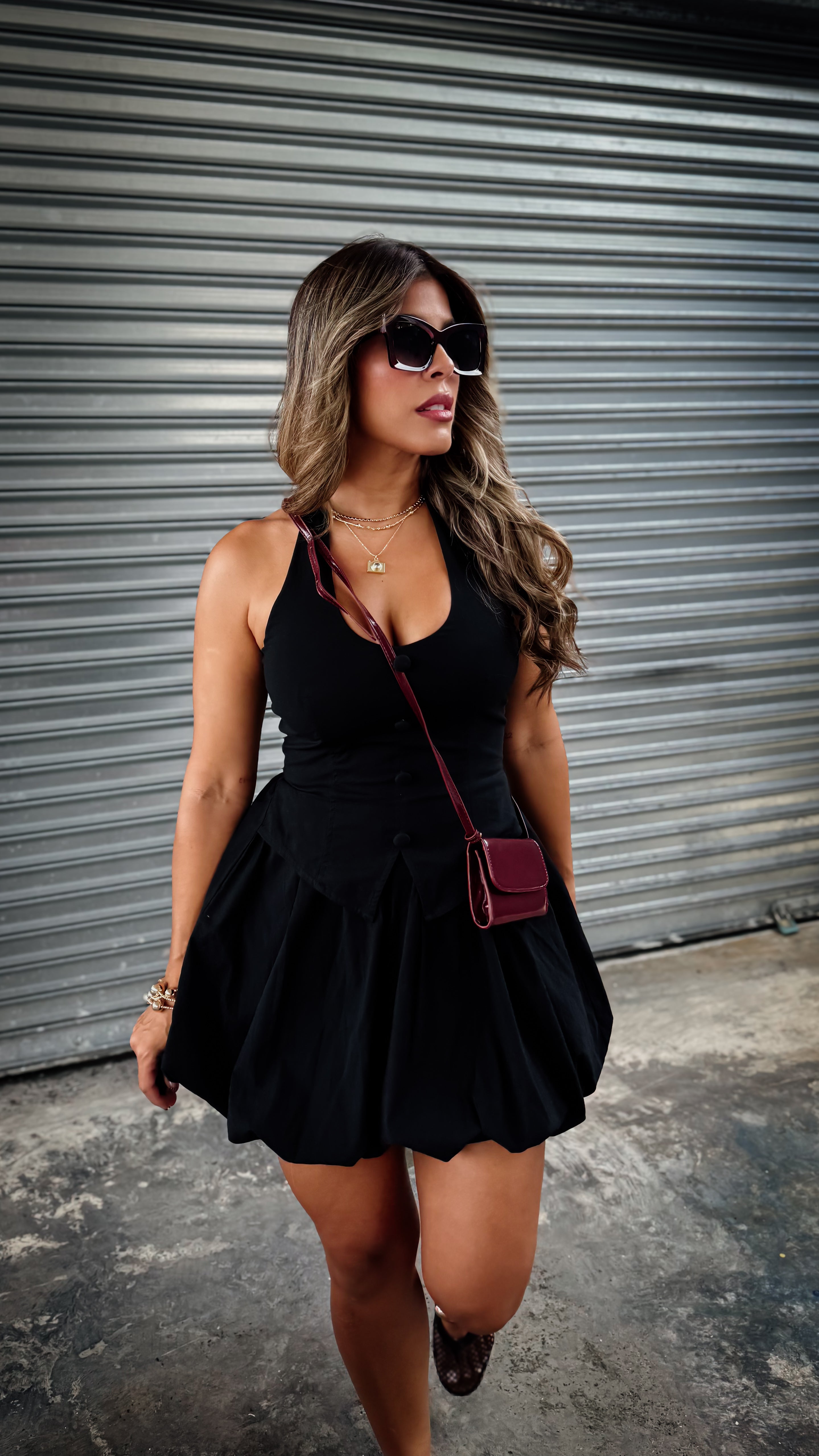 “ARIA” HALTER NECK VEST BUBBLE DRESS
