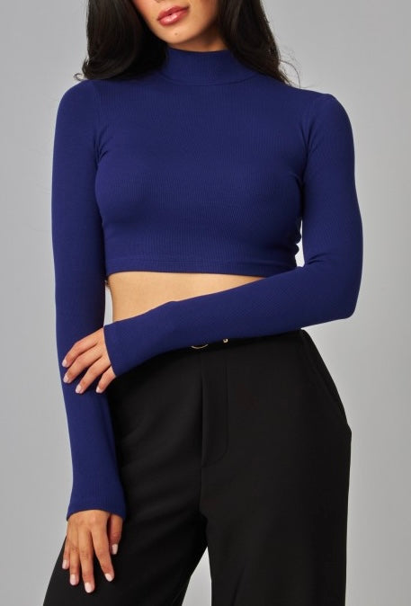 “GINNY” CROPPED TURTLE NECK BASIC TOP