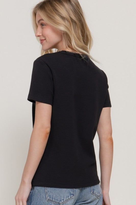 “BASICALLY” SHORT SLEEVE BASIC TEE