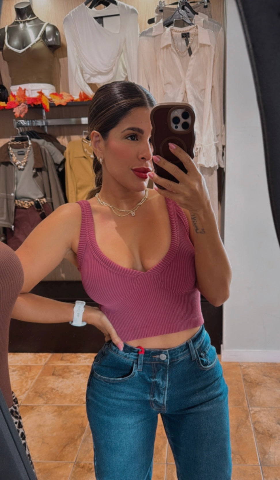 "GALI" RIBBED V NECK CAMI TOP