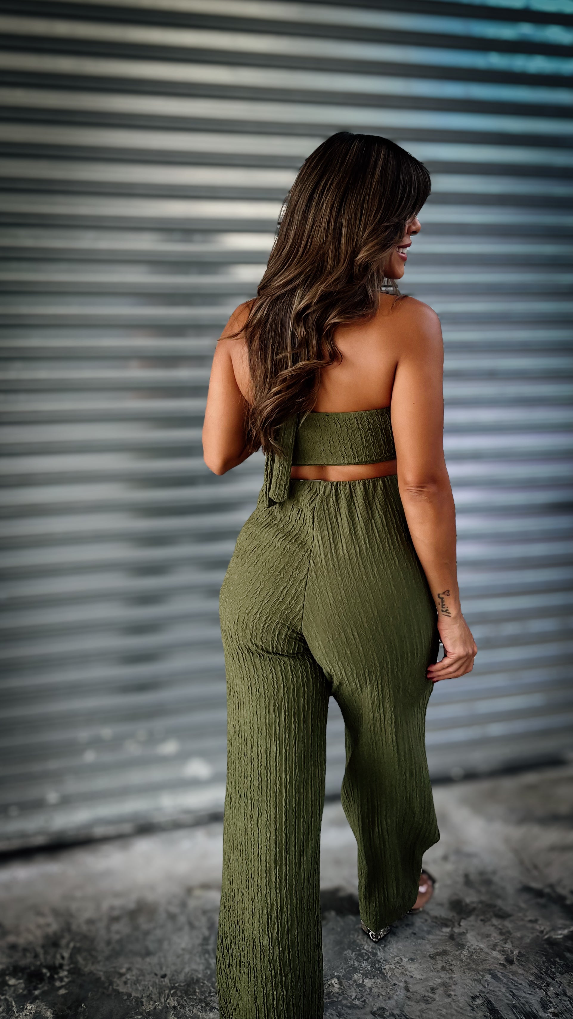 “SHARON” HALTER NECK O-RING JUMPSUIT