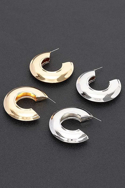 CHUNKY METAL HOOP EARRINGS