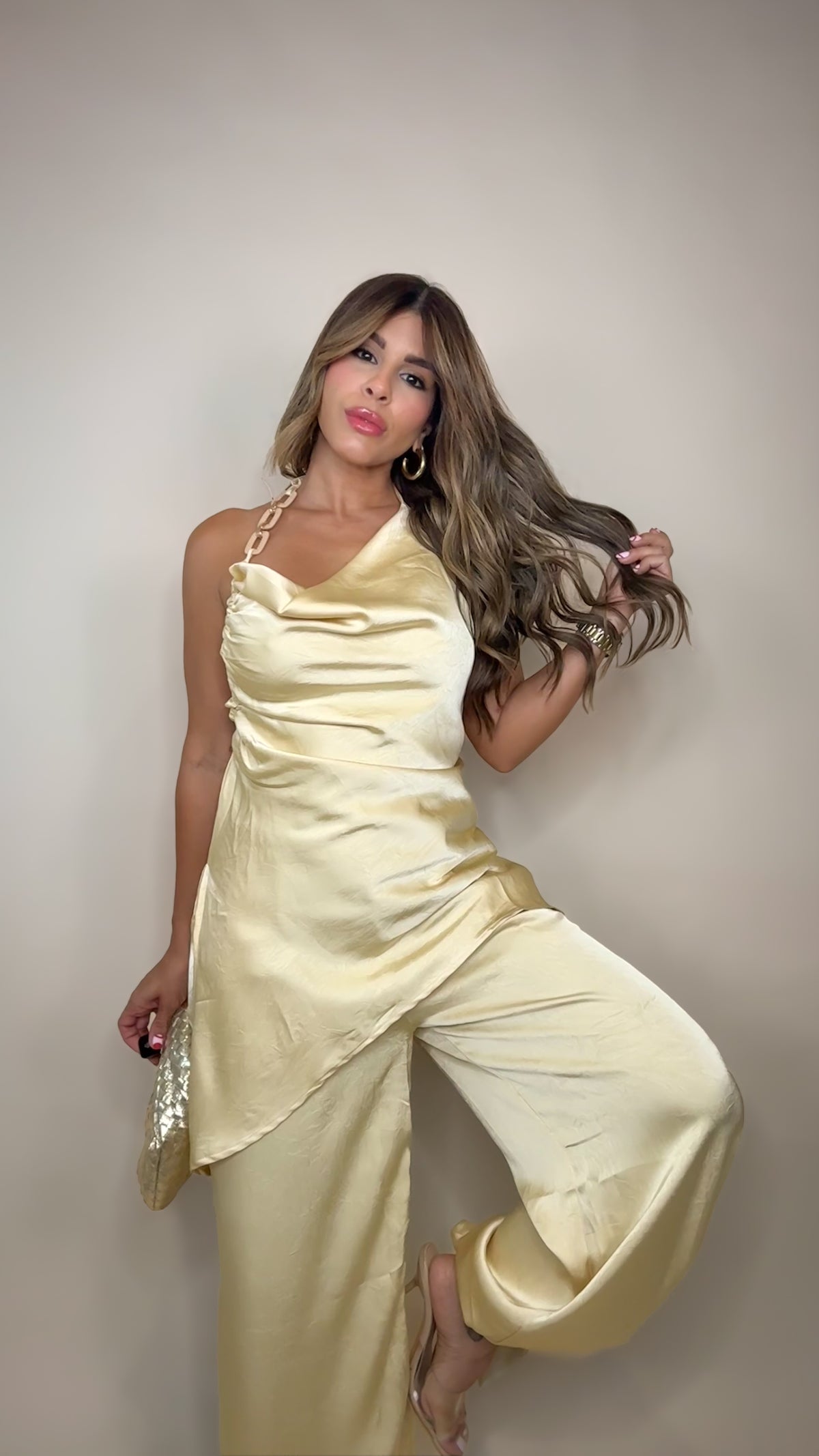 “AVA” HALTER ASYMMETRICAL TOP AND HAREM PANT SET