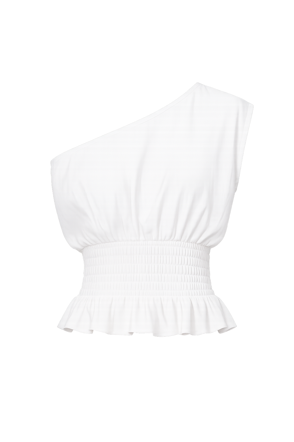 “PIPER” ASYMMETRICAL OFF SHOULDER SMOKING WAIST LINEN TOP