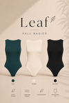 “LEAF” BOAT NECK SLEEVELESS BASIC BODYSUIT