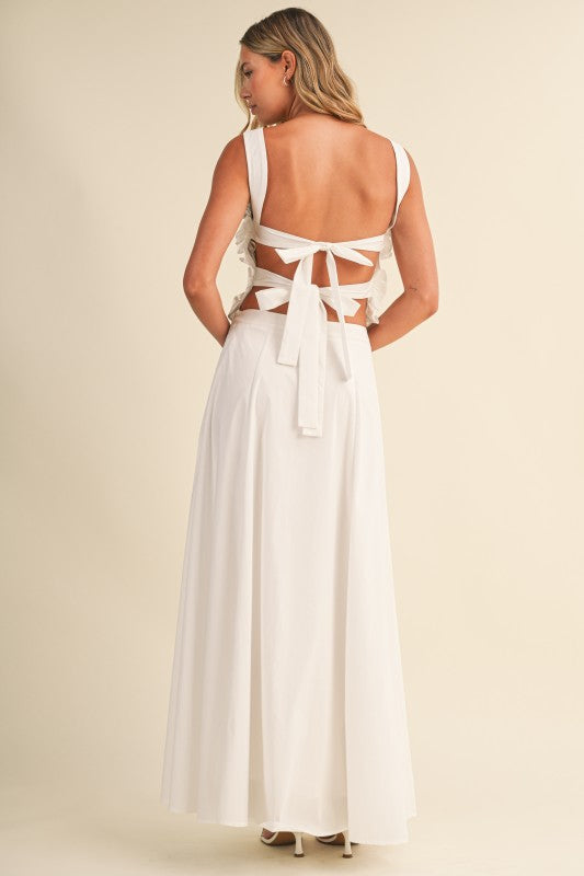 “LEAhH” TIED TOP AND A LINE MAXI SKIRT SET
