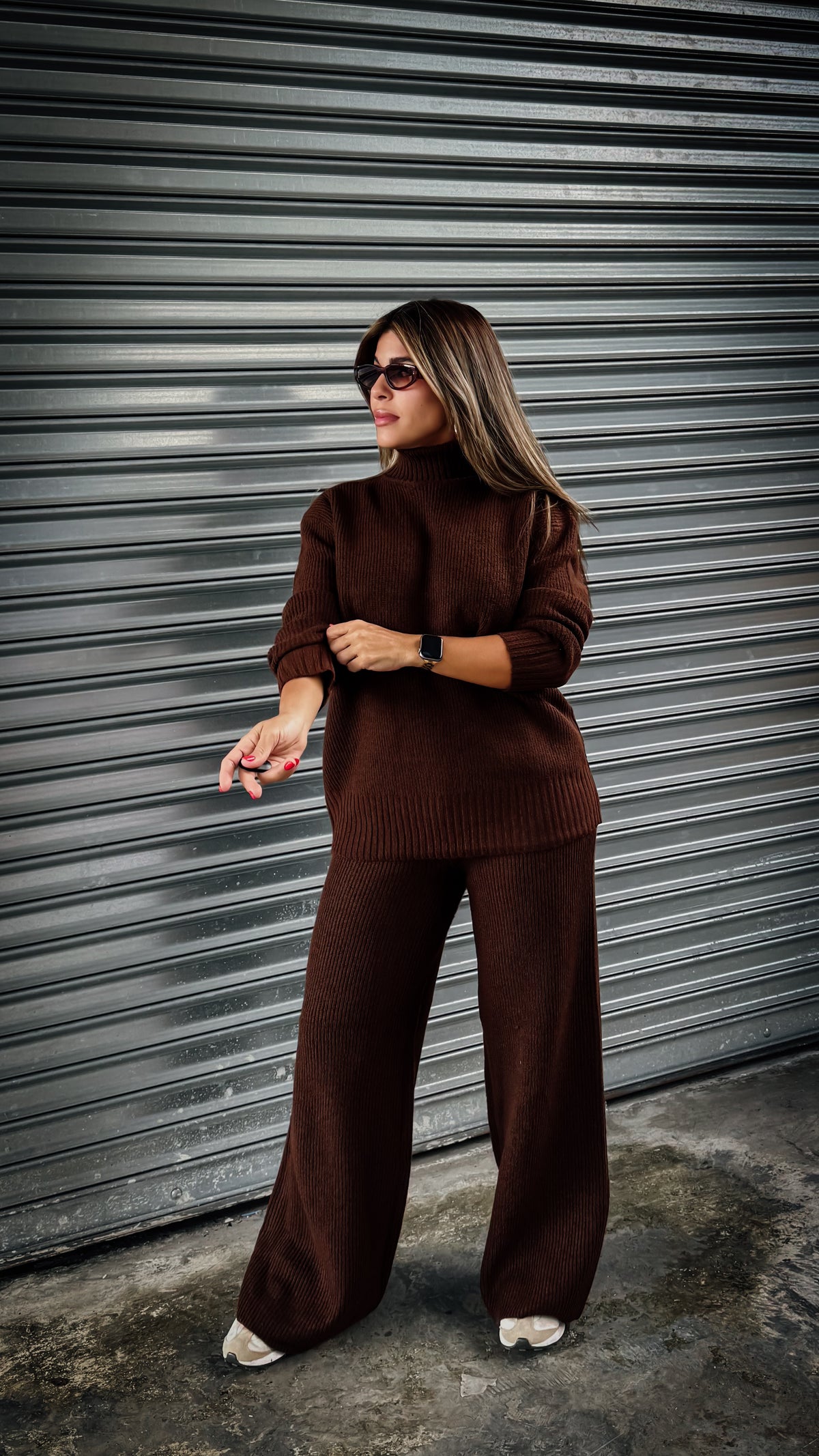 "NEW YORK" OVERSIZED SWEATER AND WIDE LEG PANT SET