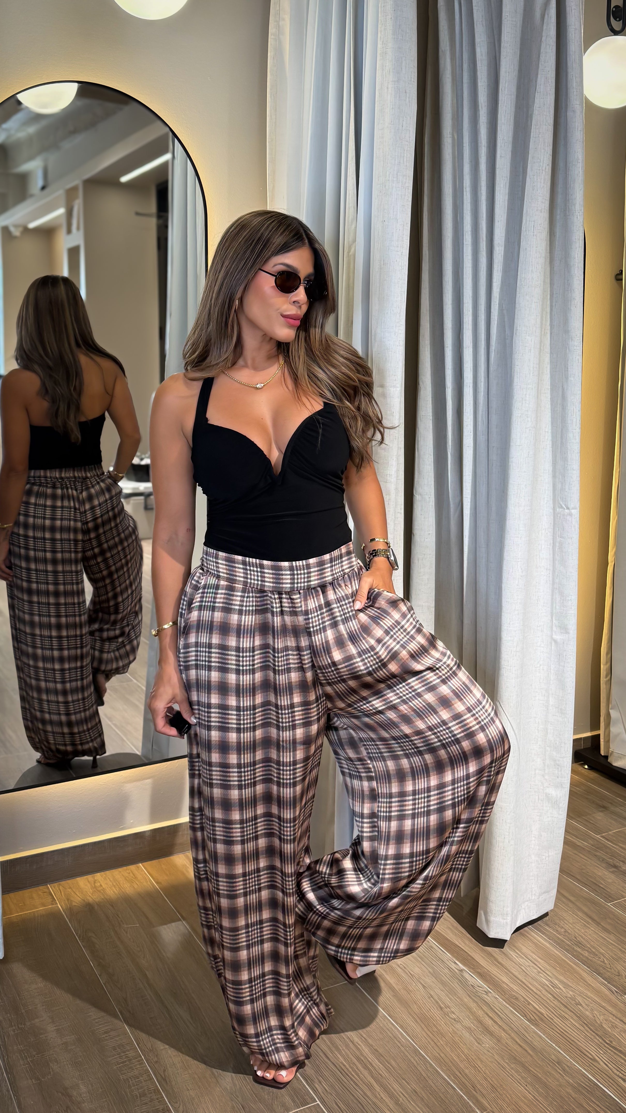 “NICKY” PLAID HAREM PANTS
