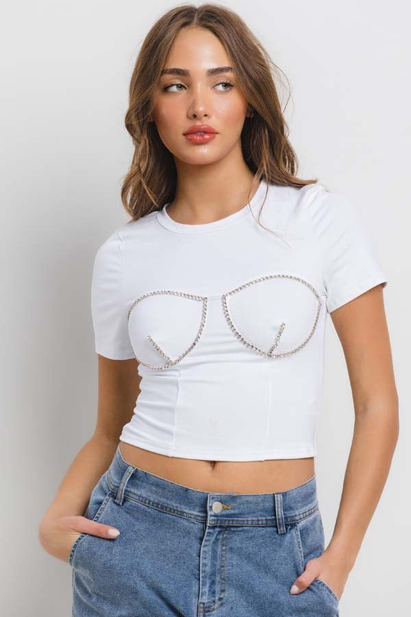 “NOVA” CROP TOP WITH RHINESTONE DETAIL