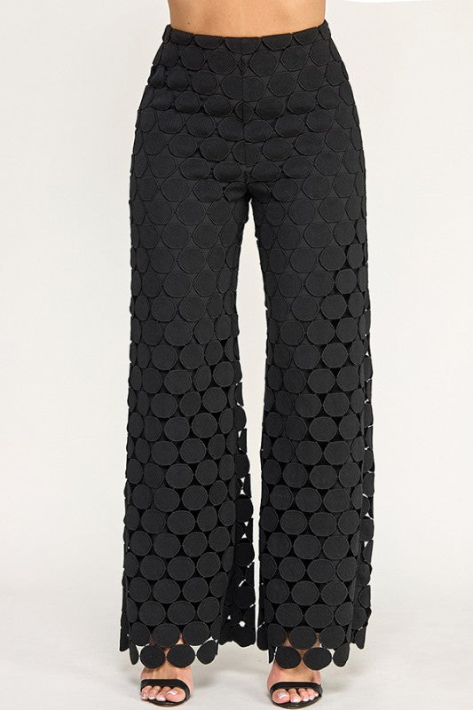 “BECKY” WIDE LEG PANTS WITH DETAILED FABRIC