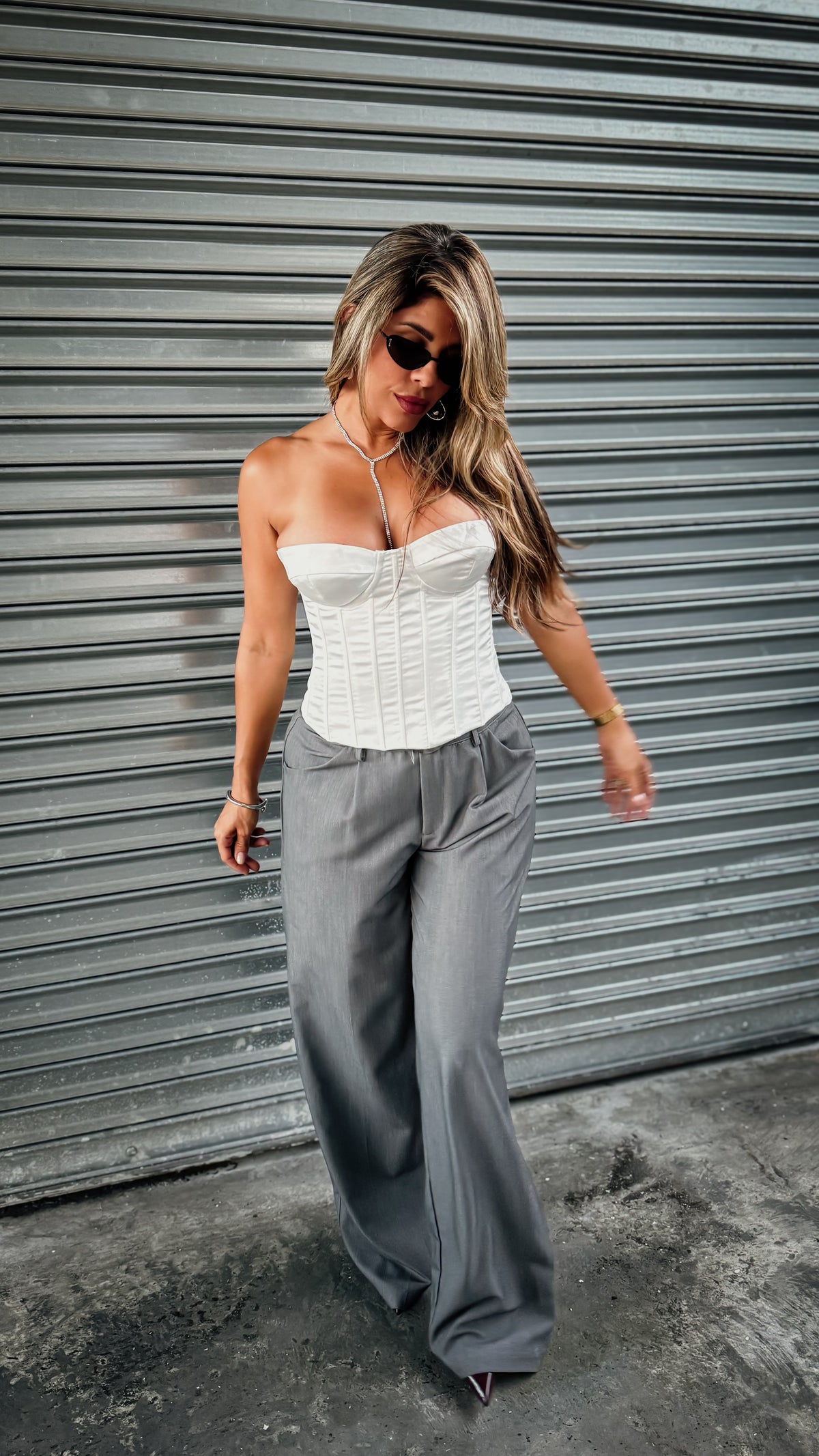 “SARAH” LACE BACK SATIN CORSET TOP