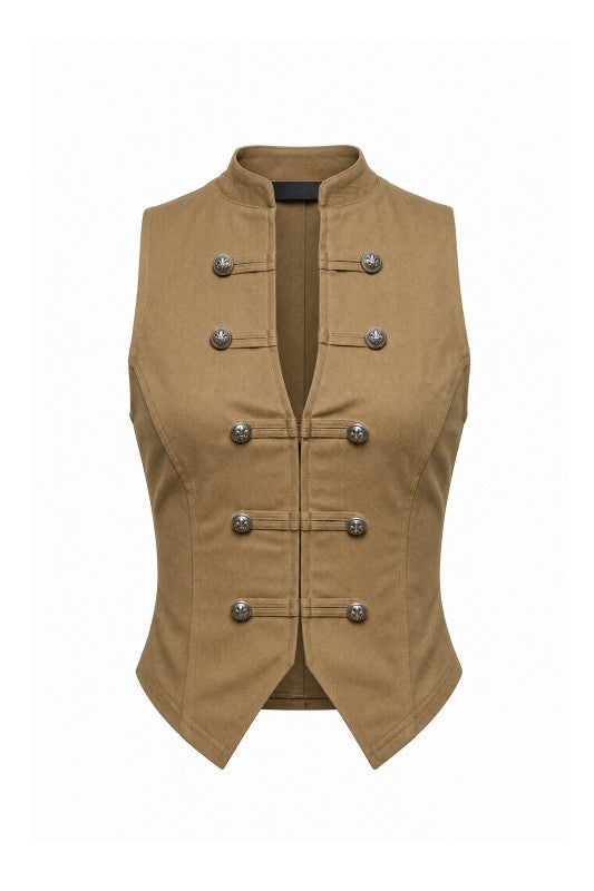 “NAPOLEON” SLEEVELESS FRONT ZIPPER TOP