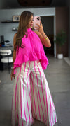 “TINA” STRIPED WIDE LEG PANTS