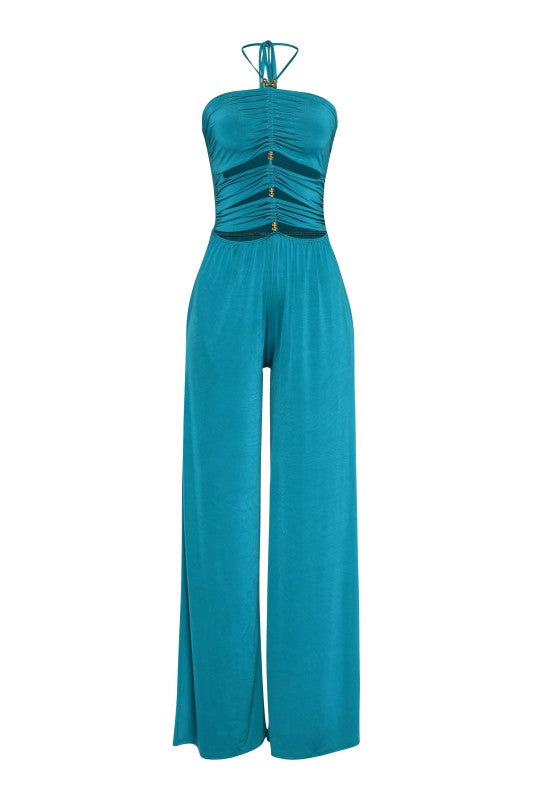 “JASMINE” CUTOUT WIDE LEG JUMPSUIT
