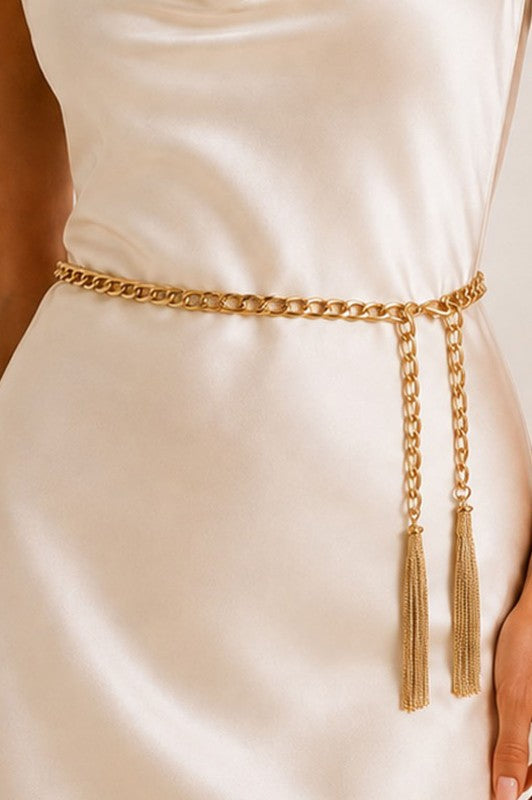 CHAIN BELT WITH TASSELS