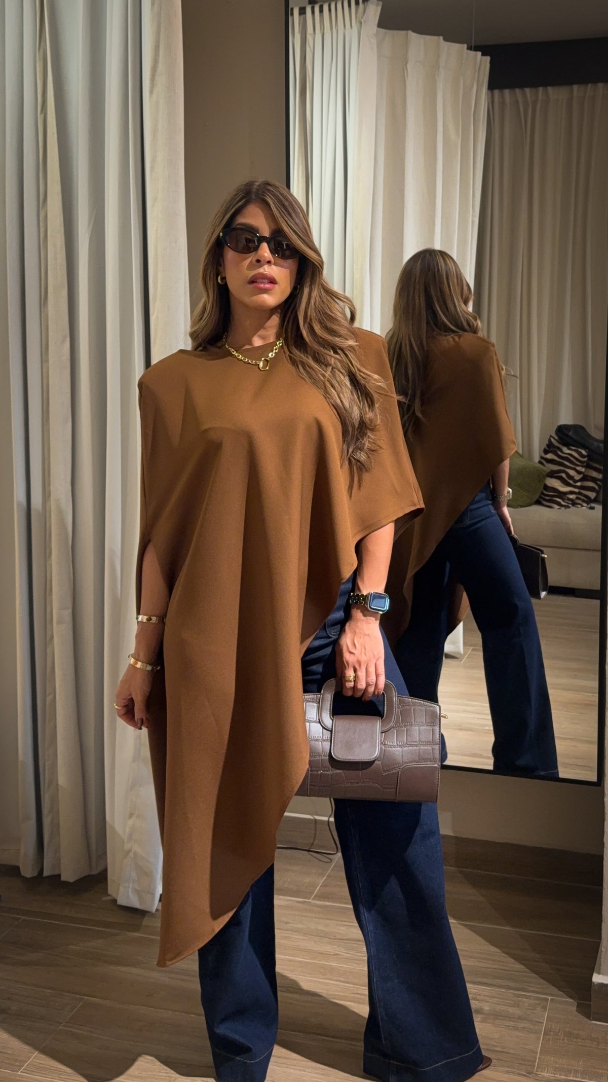 “ZARAH” ASYMMETRICAL PADDED SHOULDER ELEGANT TOP