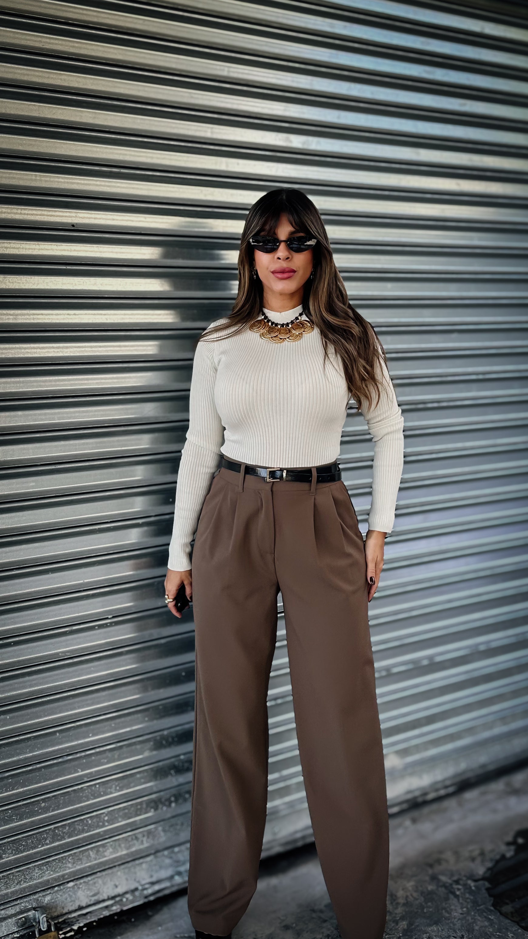 “ALARA” HIGH WAISTED PLEATED WIDE LEG DRESS PANTS