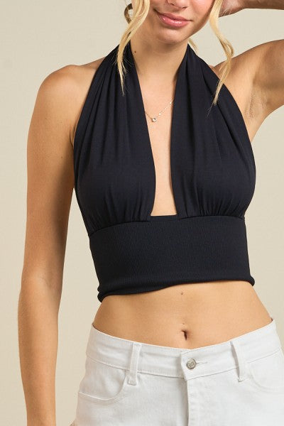 “FIO” HALTER NECK WITH WIDE STRETCHY BAND TOP