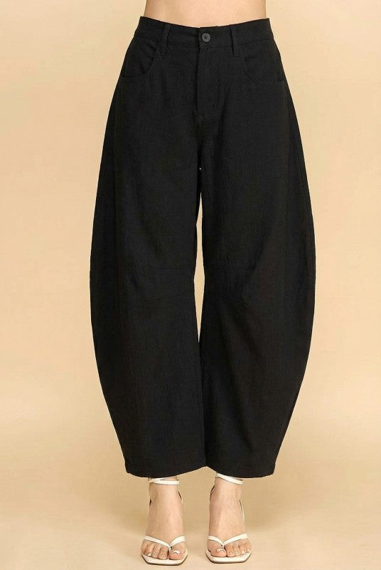 “VALERIA” LINEN BARREL PANTS