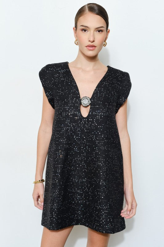 “ROSALIA” LUXE SEQUINS JEWELED MINI DRESS
