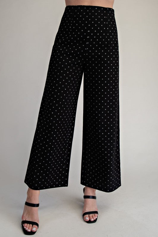 “JIMENA” POLKADOT HIGH WAIST WIDE LEG CROPPED PANTS