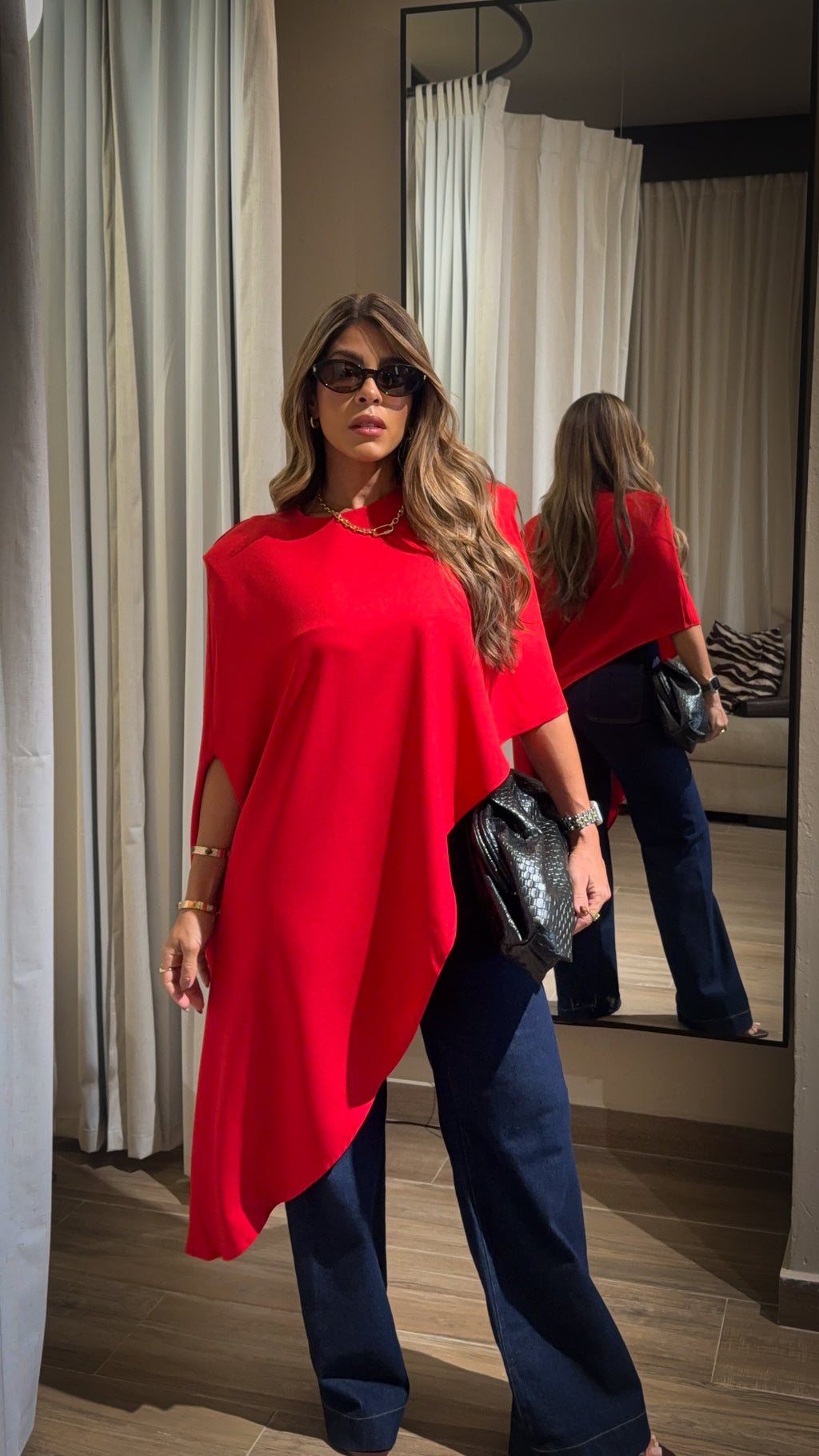 “ZARAH” ASYMMETRICAL PADDED SHOULDER ELEGANT TOP