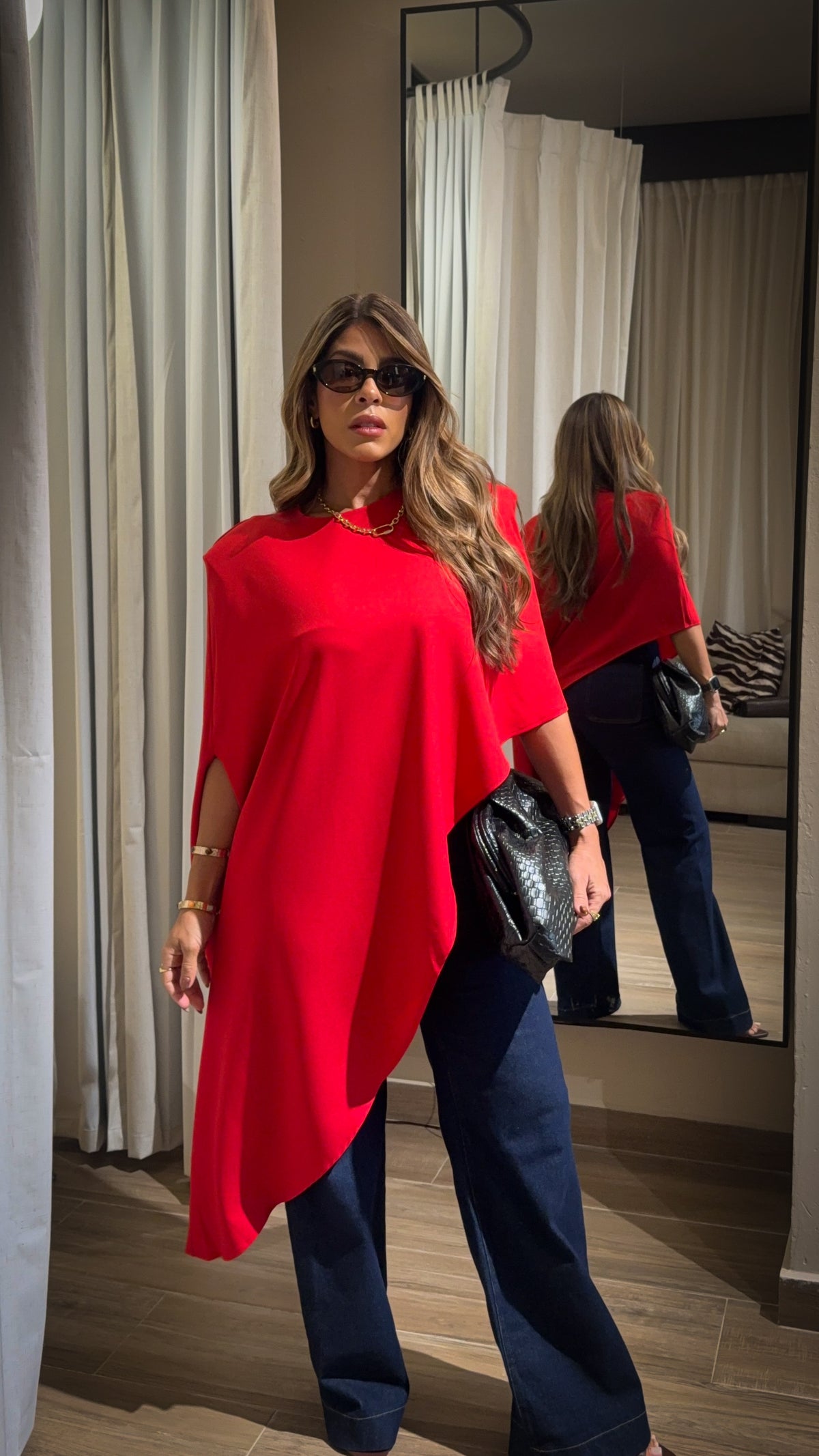 “ZARAH” ASYMMETRICAL PADDED SHOULDER ELEGANT TOP