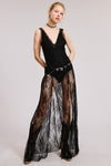 “LEAH” VNECK BODYSUIT WITH SHEER LACE MAXI DRESS