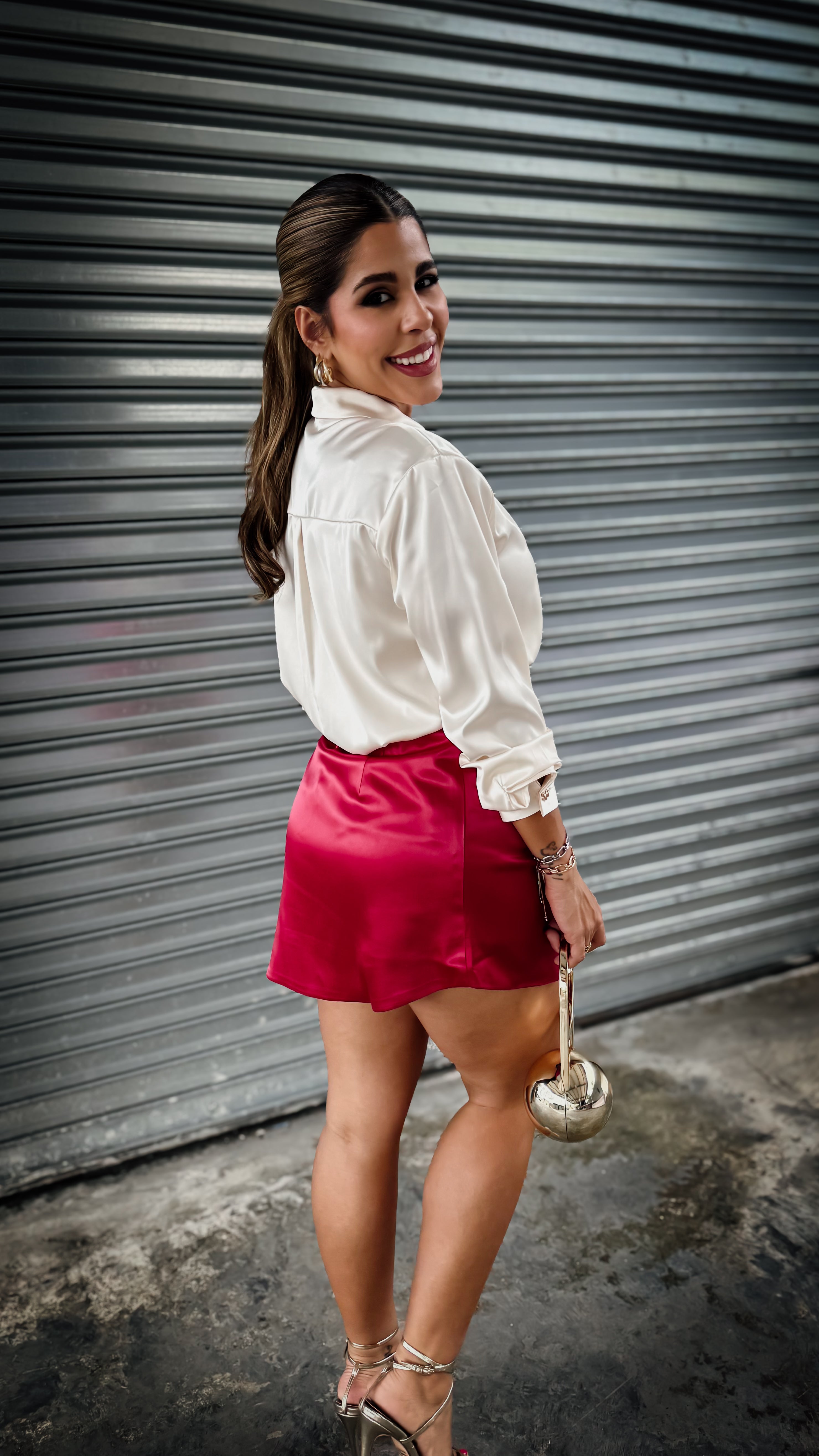 “PAULA” BUTTON DOWN COLLARED SILK BLOUSE