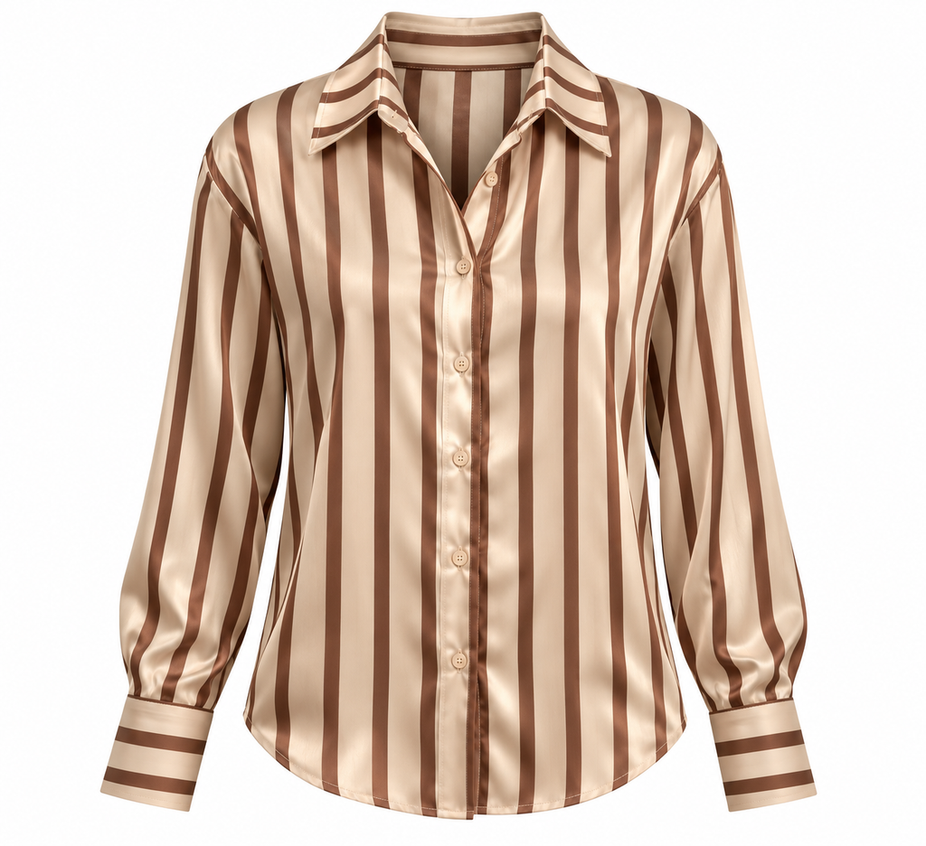 “REIN” STRIPED SATIN SHIRT